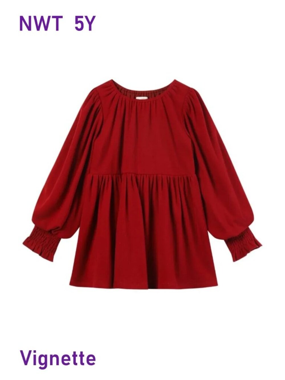 Vignette Red Jersey Dress Super Soft Cotton Holiday Party Dress  - size 5Y